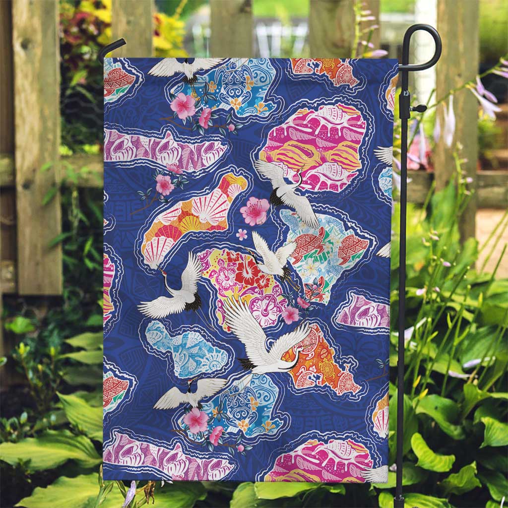 Hawaiian and Japanese Culture Together Garden Flag Hawaiian Archipelago Shape Sea Animals LT03 Garden Flag Multicolor - Polynesian Pride