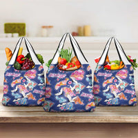 Hawaiian and Japanese Culture Together Grocery Bag Hawaiian Archipelago Shape Sea Animals LT03 3-pack One Size Multicolor - Polynesian Pride
