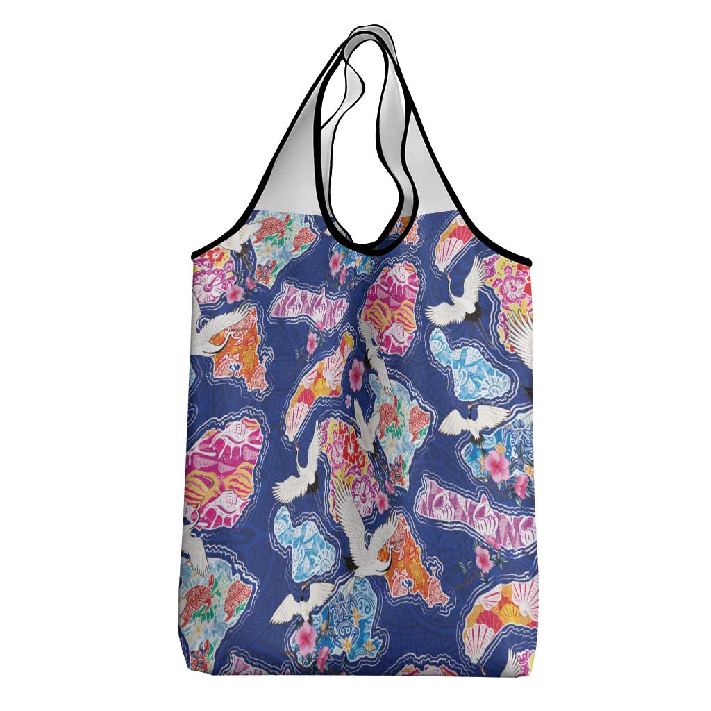 Hawaiian and Japanese Culture Together Grocery Bag Hawaiian Archipelago Shape Sea Animals LT03 - Polynesian Pride