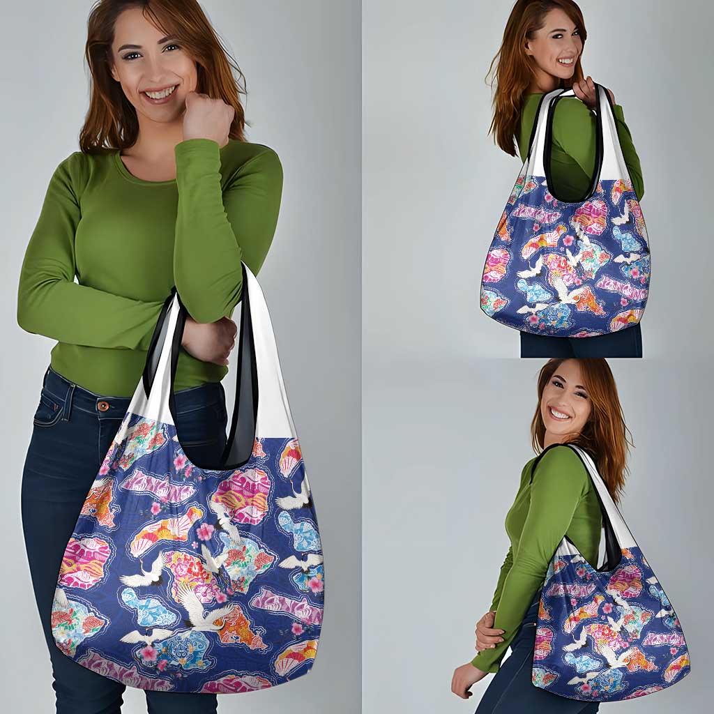 Hawaiian and Japanese Culture Together Grocery Bag Hawaiian Archipelago Shape Sea Animals LT03 - Polynesian Pride