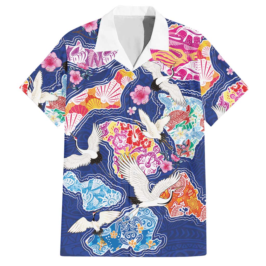 Hawaiian and Japanese Culture Together Hawaiian Shirt Hawaiian Archipelago Shape Sea Animals LT03 Multicolor - Polynesian Pride