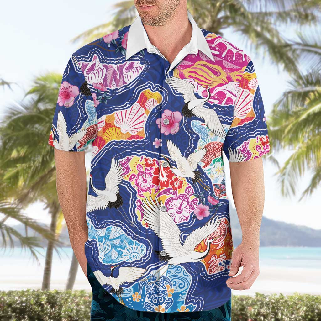 Hawaiian and Japanese Culture Together Hawaiian Shirt Hawaiian Archipelago Shape Sea Animals LT03 - Polynesian Pride