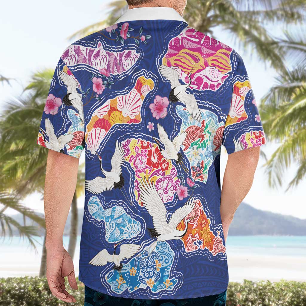 Hawaiian and Japanese Culture Together Hawaiian Shirt Hawaiian Archipelago Shape Sea Animals LT03 - Polynesian Pride