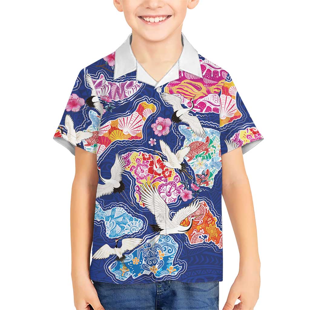 Hawaiian and Japanese Culture Together Hawaiian Shirt Hawaiian Archipelago Shape Sea Animals LT03 - Polynesian Pride