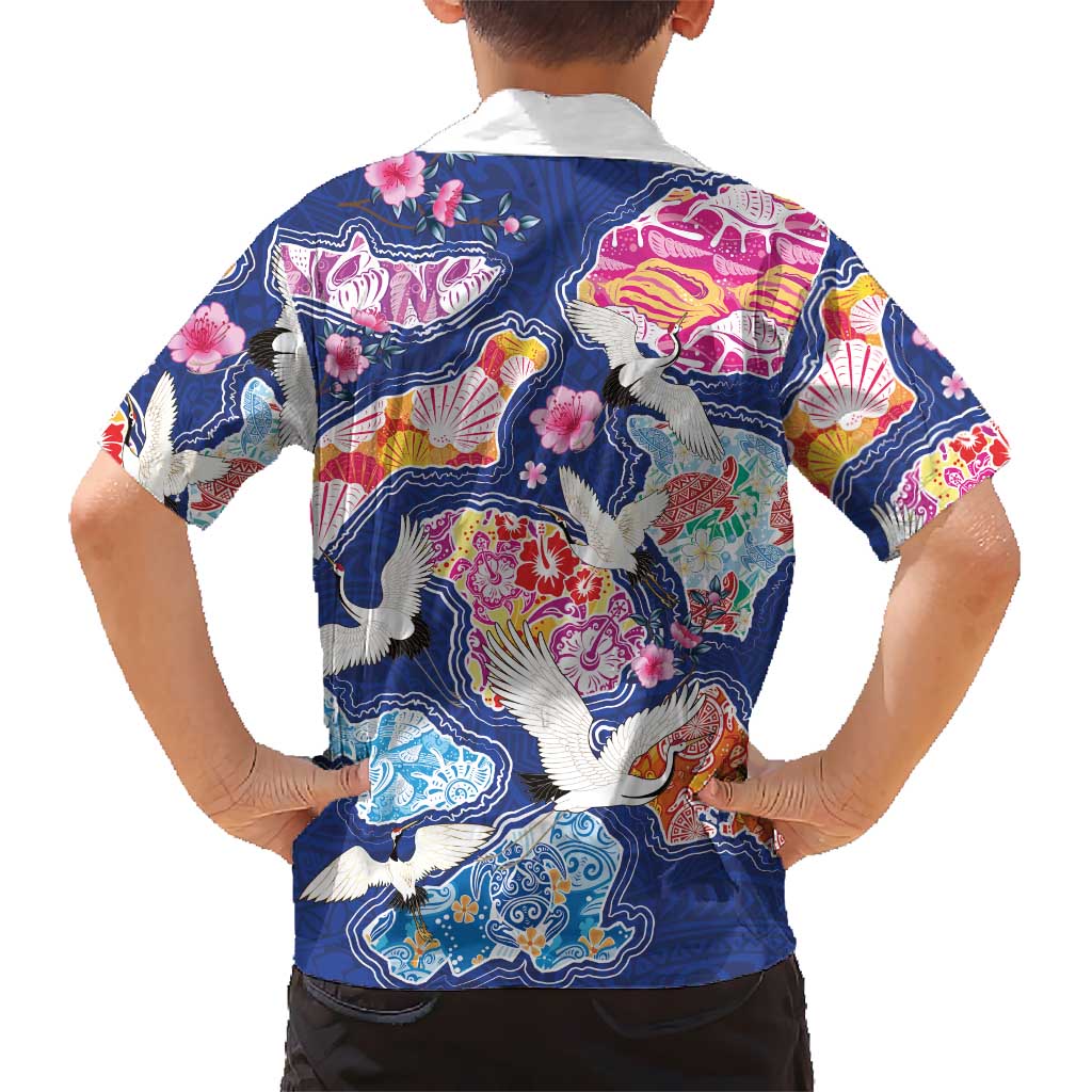 Hawaiian and Japanese Culture Together Hawaiian Shirt Hawaiian Archipelago Shape Sea Animals LT03 - Polynesian Pride