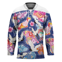 Hawaiian and Japanese Culture Together Hockey Jersey Hawaiian Archipelago Shape Sea Animals LT03 Unisex Multicolor - Polynesian Pride