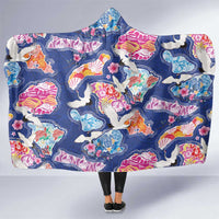Hawaiian and Japanese Culture Together Hooded Blanket Hawaiian Archipelago Shape Sea Animals LT03 One Size Multicolor - Polynesian Pride