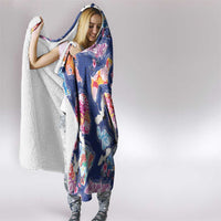 Hawaiian and Japanese Culture Together Hooded Blanket Hawaiian Archipelago Shape Sea Animals LT03 - Polynesian Pride