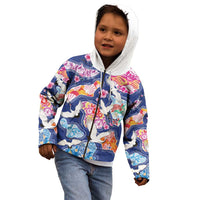 Hawaiian and Japanese Culture Together Kid Hoodie Hawaiian Archipelago Shape Sea Animals LT03 - Polynesian Pride