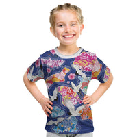 Hawaiian and Japanese Culture Together Kid T Shirt Hawaiian Archipelago Shape Sea Animals LT03 Multicolor - Polynesian Pride