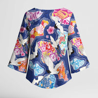 Hawaiian and Japanese Culture Together Kimono Sleeve Blouse Hawaiian Archipelago Shape Sea Animals LT03 - Polynesian Pride