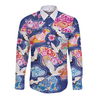 Hawaiian and Japanese Culture Together Long Sleeve Button Shirt Hawaiian Archipelago Shape Sea Animals LT03 Unisex Multicolor - Polynesian Pride