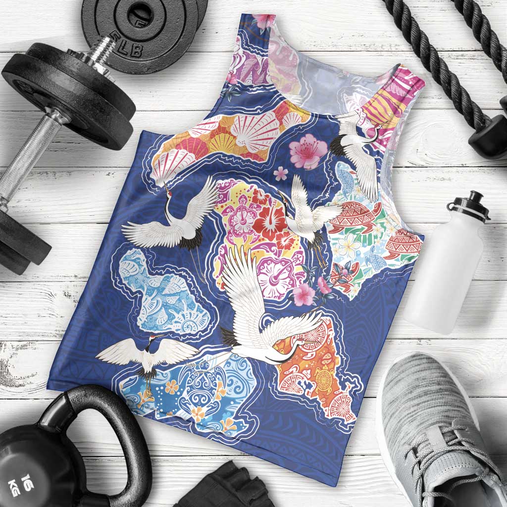 Hawaiian and Japanese Culture Together Men Tank Top Hawaiian Archipelago Shape Sea Animals LT03 - Polynesian Pride