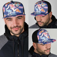 Hawaiian and Japanese Culture Together Mesh Trucker Cap Hawaiian Archipelago Shape Sea Animals