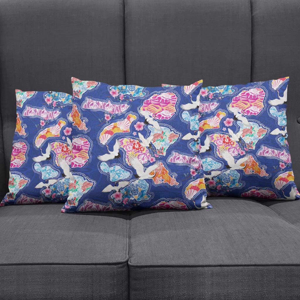 Hawaiian and Japanese Culture Together Pillow Cover Hawaiian Archipelago Shape Sea Animals LT03 - Polynesian Pride