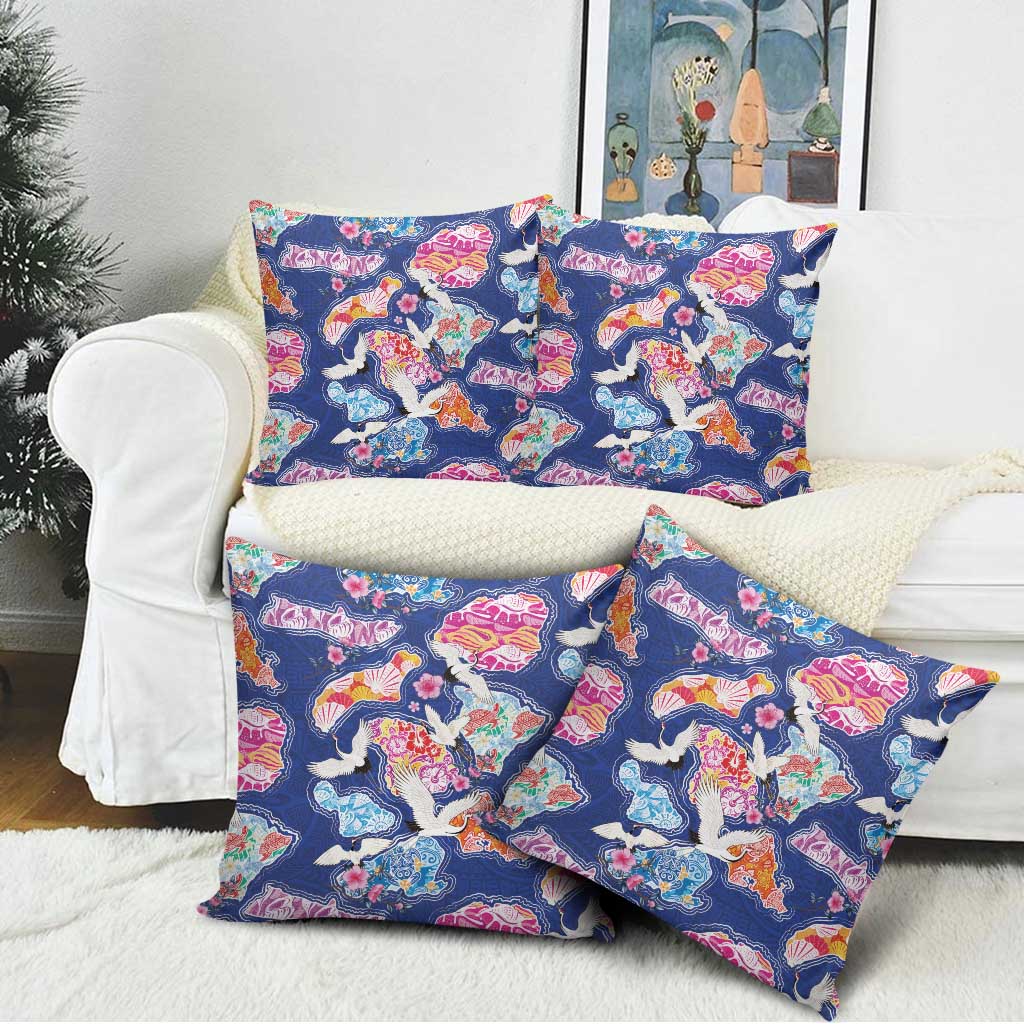 Hawaiian and Japanese Culture Together Pillow Cover Hawaiian Archipelago Shape Sea Animals LT03 - Polynesian Pride
