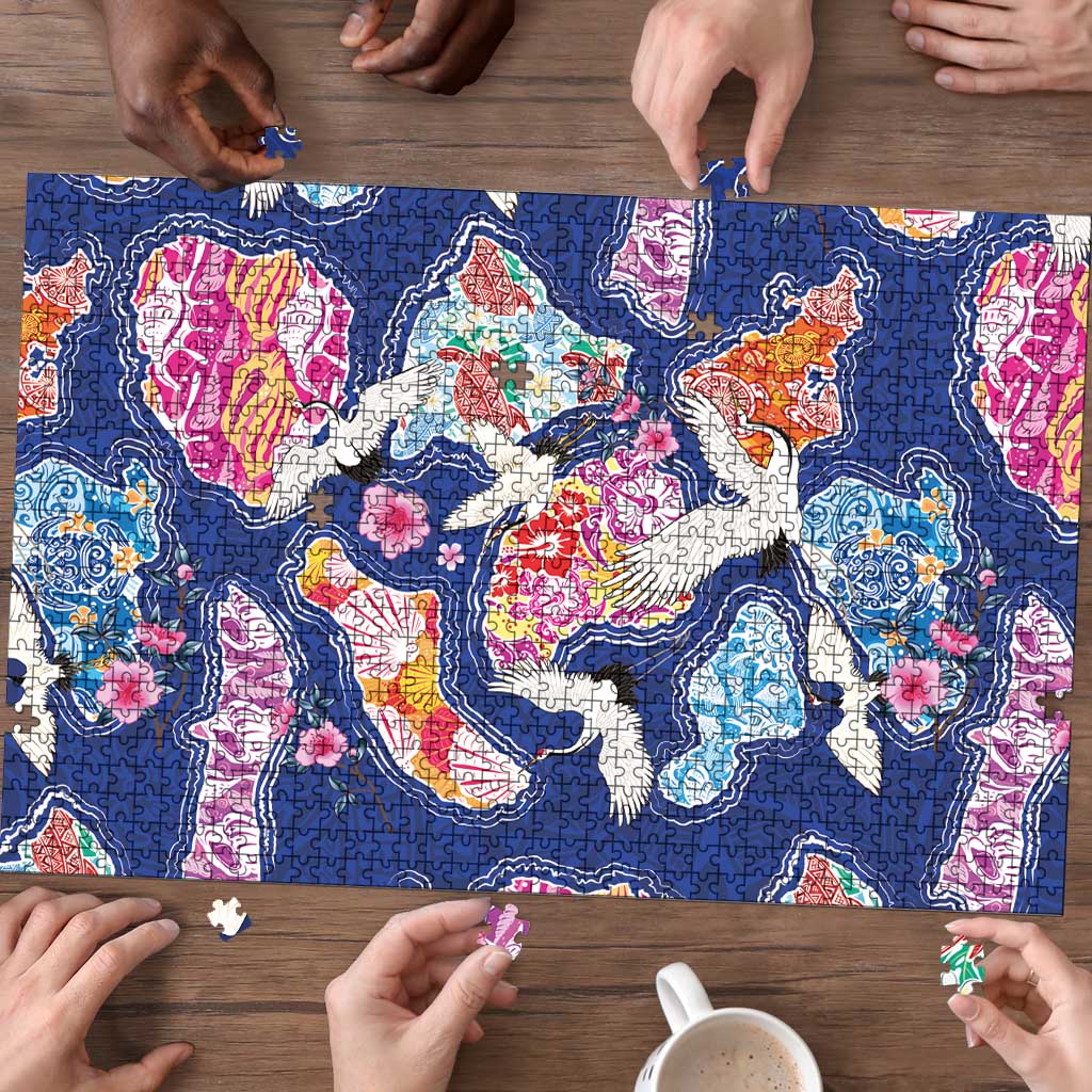 Hawaiian and Japanese Culture Together Puzzle Hawaiian Archipelago Shape Sea Animals