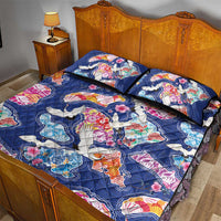 Hawaiian and Japanese Culture Together Quilt Bed Set Hawaiian Archipelago Shape Sea Animals LT03 - Polynesian Pride