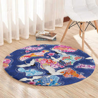 Hawaiian and Japanese Culture Together Round Carpet Hawaiian Archipelago Shape Sea Animals LT03 - Polynesian Pride
