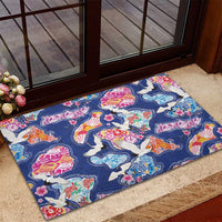 Hawaiian and Japanese Culture Together Rubber Doormat Hawaiian Archipelago Shape Sea Animals LT03 - Polynesian Pride