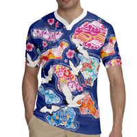 Hawaiian and Japanese Culture Together Rugby Jersey Hawaiian Archipelago Shape Sea Animals LT03 - Polynesian Pride