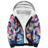 Hawaiian and Japanese Culture Together Sherpa Hoodie Hawaiian Archipelago Shape Sea Animals LT03 Unisex Multicolor - Polynesian Pride