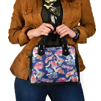 Hawaiian and Japanese Culture Together Shoulder Handbag Hawaiian Archipelago Shape Sea Animals