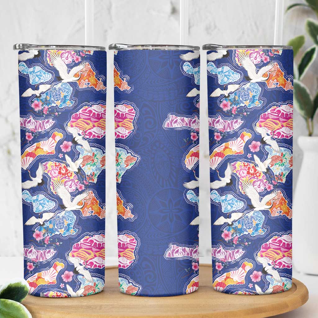 Hawaiian and Japanese Culture Together Skinny Tumbler Hawaiian Archipelago Shape Sea Animals LT03 - Polynesian Pride