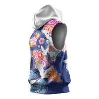 Hawaiian and Japanese Culture Together Sleeveless Hoodie Hawaiian Archipelago Shape Sea Animals LT03 - Polynesian Pride
