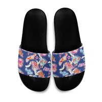 Hawaiian and Japanese Culture Together Slide Sandals Hawaiian Archipelago Shape Sea Animals LT03 Multicolor - Polynesian Pride