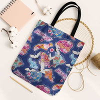 Hawaiian and Japanese Culture Together Tote Bag Hawaiian Archipelago Shape Sea Animals LT03 Black Strap One Size Multicolor - Polynesian Pride