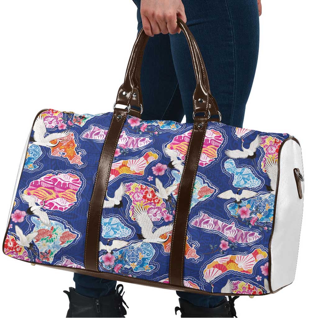 Hawaiian and Japanese Culture Together Travel Bag Hawaiian Archipelago Shape Sea Animals LT03 - Polynesian Pride