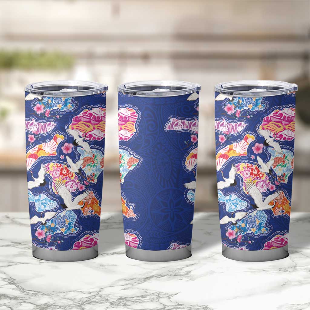 Hawaiian and Japanese Culture Together Tumbler Cup Hawaiian Archipelago Shape Sea Animals LT03 - Polynesian Pride