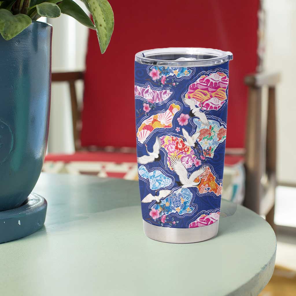 Hawaiian and Japanese Culture Together Tumbler Cup Hawaiian Archipelago Shape Sea Animals LT03 - Polynesian Pride