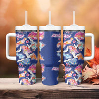 Hawaiian and Japanese Culture Together Tumbler With Handle Hawaiian Archipelago Shape Sea Animals LT03 - Polynesian Pride