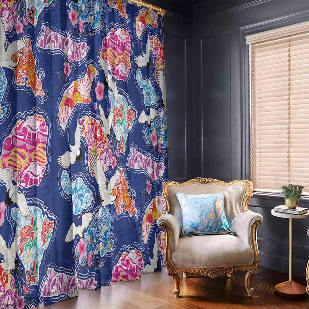 Hawaiian and Japanese Culture Together Window Curtain Hawaiian Archipelago Shape Sea Animals LT03 - Polynesian Pride