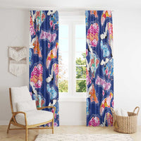 Hawaiian and Japanese Culture Together Window Curtain Hawaiian Archipelago Shape Sea Animals LT03 - Polynesian Pride