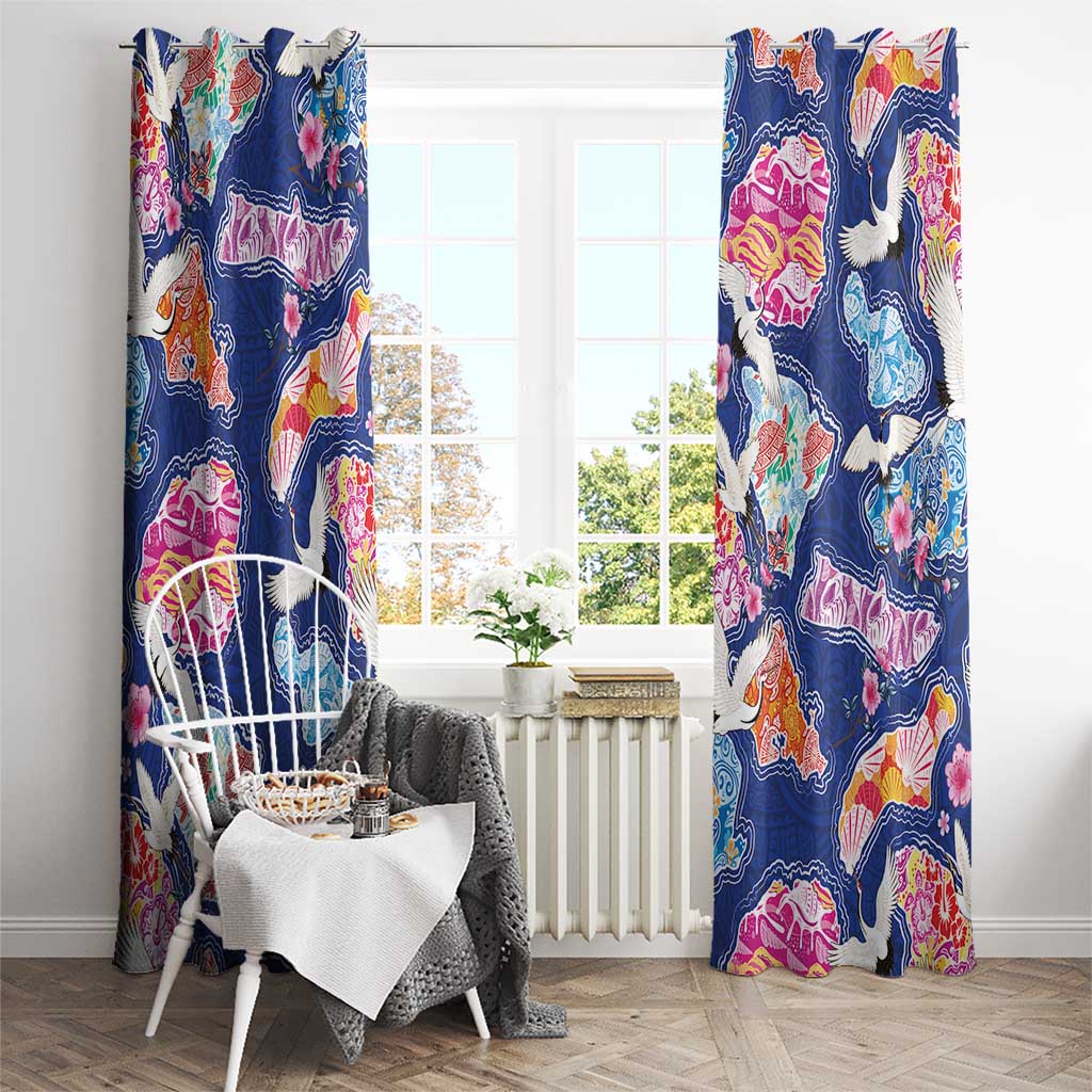 Hawaiian and Japanese Culture Together Window Curtain Hawaiian Archipelago Shape Sea Animals LT03 - Polynesian Pride