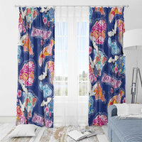 Hawaiian and Japanese Culture Together Window Curtain Hawaiian Archipelago Shape Sea Animals LT03 - Polynesian Pride