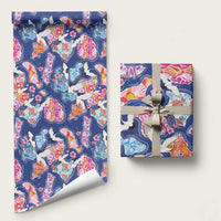 Hawaiian and Japanese Culture Together Wrapping Paper Hawaiian Archipelago Shape Sea Animals LT03 58" × 23" Multicolor - Polynesian Pride