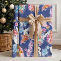 Hawaiian and Japanese Culture Together Wrapping Paper Hawaiian Archipelago Shape Sea Animals LT03 - Polynesian Pride