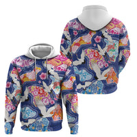 Hawaiian and Japanese Culture Together Zip Hoodie Hawaiian Archipelago Shape Sea Animals LT03 - Polynesian Pride