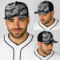 New Zealand Sea Animals with Maori Tribal Tattoo Baseball Net Cap Shark Manta Ray with Silver Fern Black LT03 - Polynesian Pride