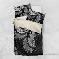 New Zealand Sea Animals with Maori Tribal Tattoo Bedding Set Shark Manta Ray with Silver Fern Black LT03 US Twin 172cm x 218cm Black - Polynesian Pride