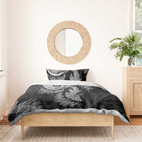 New Zealand Sea Animals with Maori Tribal Tattoo Bedding Set Shark Manta Ray with Silver Fern Black LT03 - Polynesian Pride