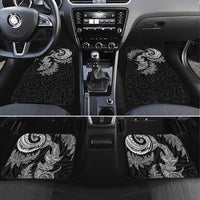 New Zealand Sea Animals with Maori Tribal Tattoo Car Mats Shark Manta Ray with Silver Fern Black LT03 Set 4pcs Black - Polynesian Pride