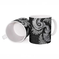 New Zealand Sea Animals with Maori Tribal Tattoo Ceramic Mug Shark Manta Ray with Silver Fern Black LT03 - Polynesian Pride