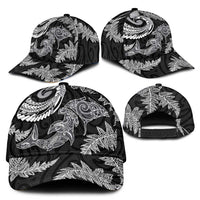 New Zealand Sea Animals with Maori Tribal Tattoo Classic Cap Shark Manta Ray with Silver Fern Black LT03 - Polynesian Pride