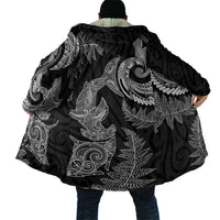 New Zealand Sea Animals with Maori Tribal Tattoo Cloak Shark Manta Ray with Silver Fern Black LT03 - Polynesian Pride