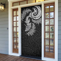 New Zealand Sea Animals with Maori Tribal Tattoo Door Cover Shark Manta Ray with Silver Fern Black LT03 - Polynesian Pride